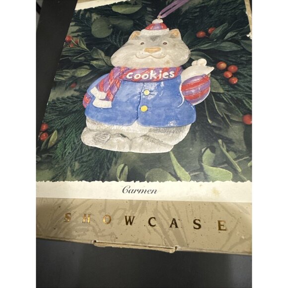 Hallmark 1996 Keepsake Cookie Jar Friends CARMEN Ceramic CAT Ornament - Picture 12 of 13